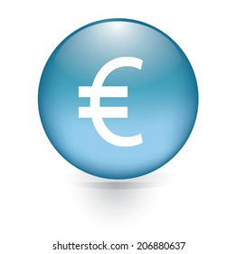 Euro sign blue button 