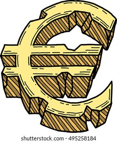 Euro sign damaged (vector)