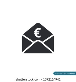 Euro Sign Envelope and Money Sign Icon Vector Template Flat Design
