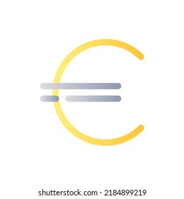 Euro sign flat gradient color ui icon. Foreign currency. Finance and banking. Richness and wealth. Simple filled pictogram. GUI, UX design for mobile application. Vector isolated RGB illustration