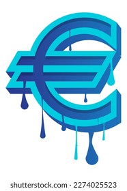 Euro Sign Graffiti. Abstract modern street art of European Union Currency symbol performed in urban painting style.