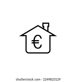 Euro Sign House Icon vector design templates