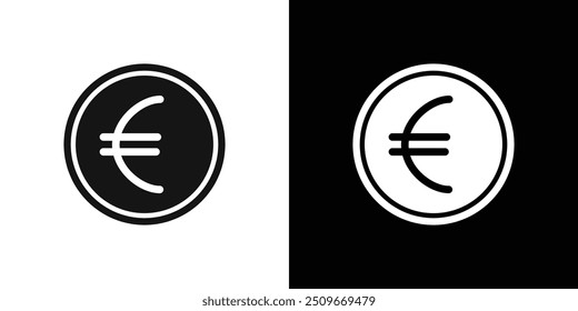 icono de signo de euro Esquema de conjunto de Vector plano
