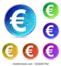 Euro sign icon isolated on digital abstract round buttons set illustration