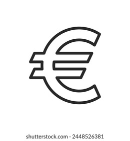 Euro Sign Icon. Linear Pictogram of the Currency Used in European Union Member States.