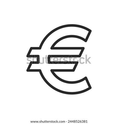 Euro Sign Icon. Linear Pictogram of the Currency Used in European Union Member States.