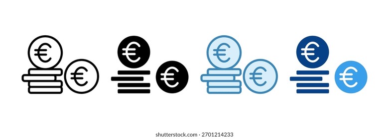 Euro Sign Icon Set Multiple Style Collection
