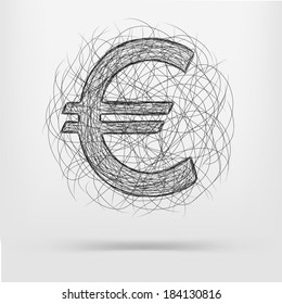 euro sign icon sketch in vector format, vector design