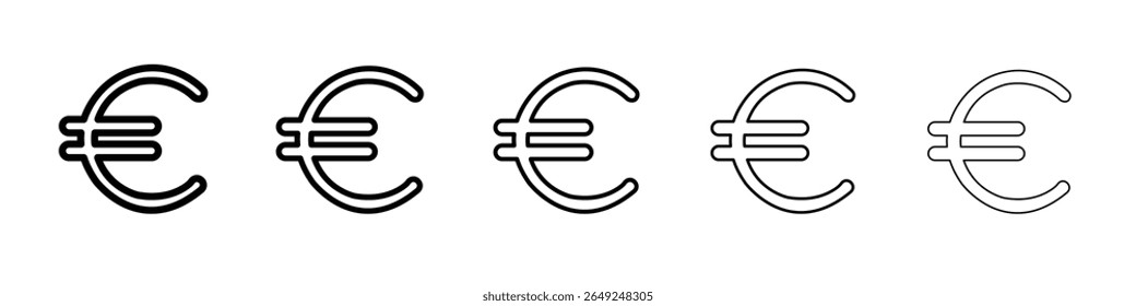Euro sign icon thin line outline set or collection