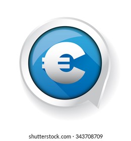 Euro sign label vector blue