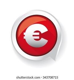 Euro sign label vector red