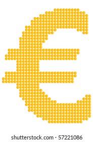 Euro sign made of golden coins