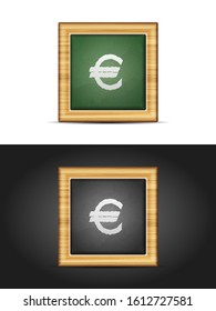 Euro sign on chalkboard set. Vector illustration.