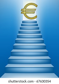 Euro sign on top of the stairs