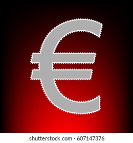 Euro sign. Postage stam or old photo style on red-black gradient background.
