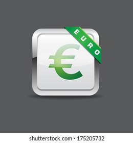 Euro Sign Rounded Square Vector Button Icon