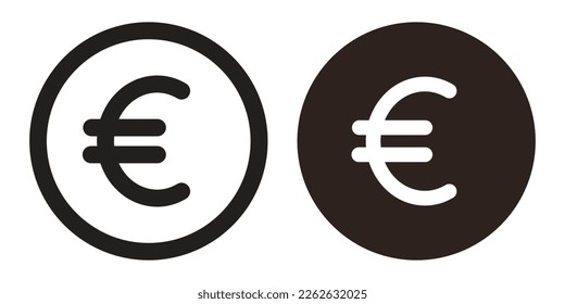 Euro sign set. Money vector symbol isolated on white background