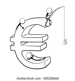 euro sign, stick figure