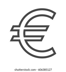 Euro Sign Thin Line Vector Icon. Flat icon isolated on the white background. Editable EPS file. Vector illustration.