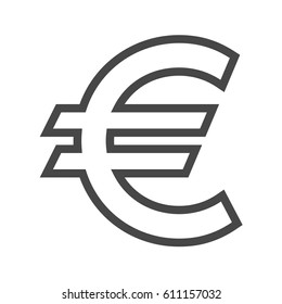 Euro Sign Thin Line Vector Icon. Flat icon isolated on the white background. Editable EPS file. Vector illustration.