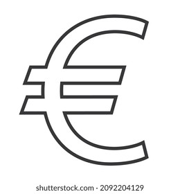 Signo del euro, icono del vector delgado, pictograma del vector