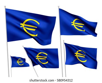 Euro sign - vector flags. A set of wavy 3D flags created using gradient meshes. EPS 8 vector