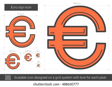 Euro sign vector line icon isolated on white background. Euro sign line icon for infographic, website or app. Scalable icon designed on a grid system.