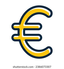 Euro Sign Vector Thick Line Filled Dark Colors Icons For Personal And Commercial Use.
