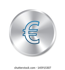 Euro silver sign. Isolated vector illustration. Currency icon. Sign for banking business.