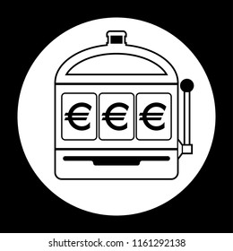 Euro slot machine icon black and white vector illustration
