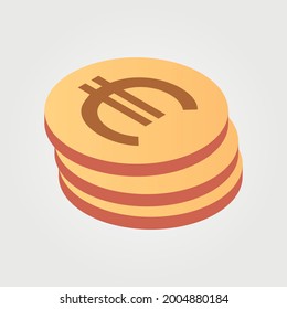 Euro Slovakia currency symbol coin isometric vector illustration design