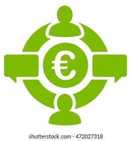 Euro Social Network icon. Vector style is flat iconic symbol with rounded angles, eco green color, white background.
