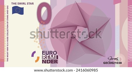Euro souvenir banknote with a 0 (zero) as value. Vector illustration.