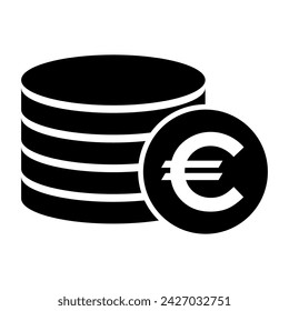 Moneda de la pila del euro, diseño plano del dinero del icono, ilustración vectorial del signo del efectivo .