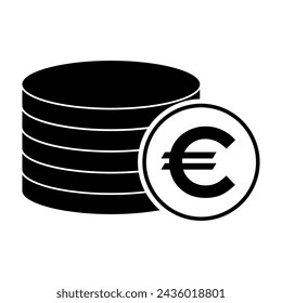 Euro stack coin, flat icon money design, cash sign vector illustration .