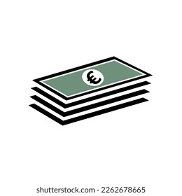 Euro stack pack vector icon. Stack of cash or money for apps and websites. Finance and economy sign. Money banknotes.