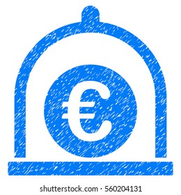 Euro Standard grainy textured icon for overlay watermark stamps. Flat symbol with scratched texture. Dotted vector blue ink rubber seal stamp with grunge design on a white background.