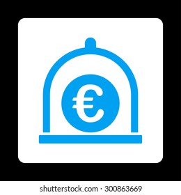 Euro standard icon. Vector style is blue and white colors, flat rounded square button on a black background.