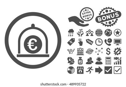 Euro Standard pictograph with bonus pictures. Vector illustration style is flat iconic symbols, gray color, white background.