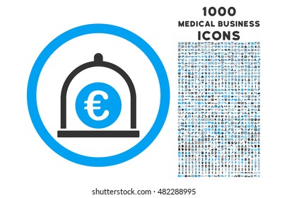 Euro Standard rounded vector bicolor icon with 1000 medical business icons. Set style is flat pictograms, blue and gray colors, white background.