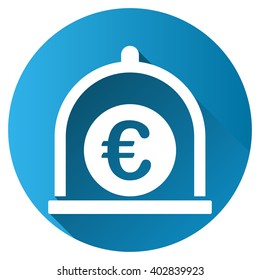 Euro Standard vector toolbar icon for software design. Style is a white symbol on a round blue circle with gradient shadow.
