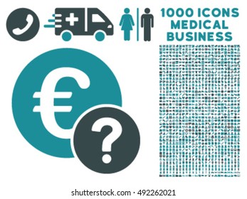 Euro Status icon with 1000 medical business soft blue vector pictographs. Set style is flat bicolor symbols, white background.