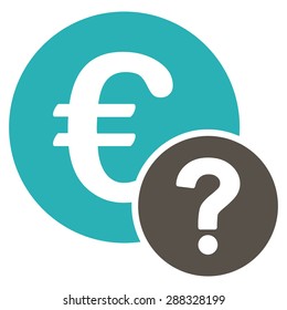 Euro status icon from Business Bicolor Set. Vector style: flat bicolor symbols, grey and cyan colors, rounded angles, white background.