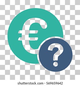 Euro Status icon. Vector illustration style is flat iconic bicolor symbol, cobalt and cyan colors, transparent background. Designed for web and software interfaces.