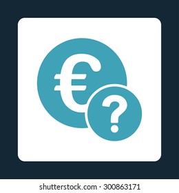 Euro status icon. Vector style is blue and white colors, flat rounded square button on a dark blue background.