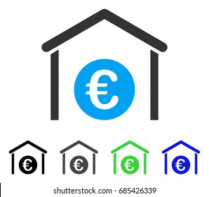 Euro Storage Garage flat vector pictogram. Colored euro storage garage gray, black, blue, green icon versions. Flat icon style for application design.