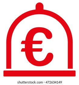Euro Storage icon. Vector style is flat iconic symbol with rounded angles, red color, white background.