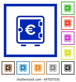 Euro strong box flat color icons in square frames on white background