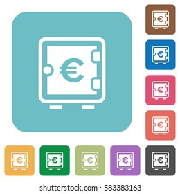 Euro strong box white flat icons on color rounded square backgrounds