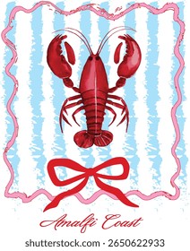 Euro Verão abstrato lagosta limão bonito wavy slogan moderno vinho vino vermelho coquetel arco bonito damas moderno trending T-shirt logotipo slogan gráfico arte tipografia tote badge peixe sardinha